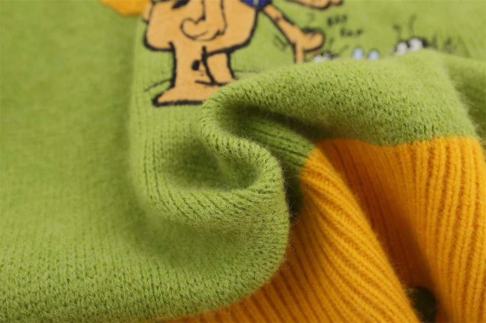 Title 7, Sudadera de punto bordado con dibujos animados ...
