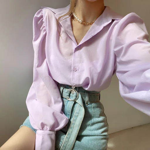 Title 15, Lapel Single-breasted Loose Casual Lantern Slee...