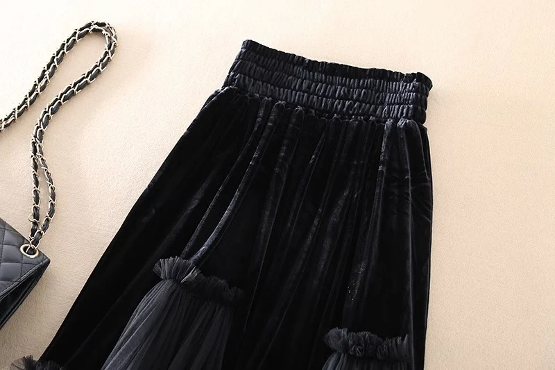 Women's Velvet Stitching Mesh Skirt — photo 2