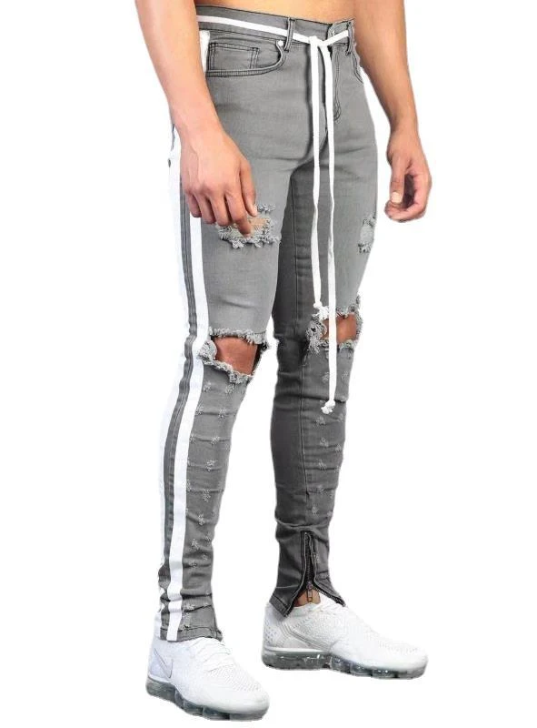 Men's Jeans Cross Knee Ripped Zipper, a stylish and comfortable fit, perfect for casual wear, featuring a modern design — photo 1