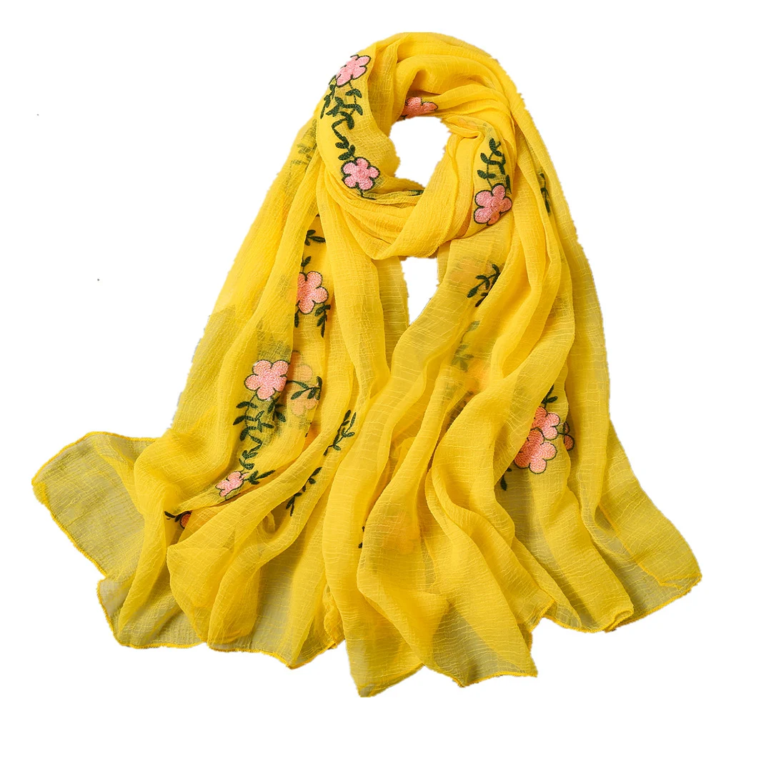 Title 4, Lenço de seda feminino bordado com rugas moda