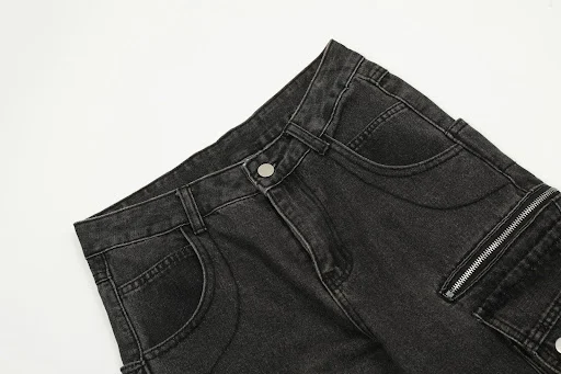 Title 3, Solid Color Casual Multi-pocket Cotton Overalls