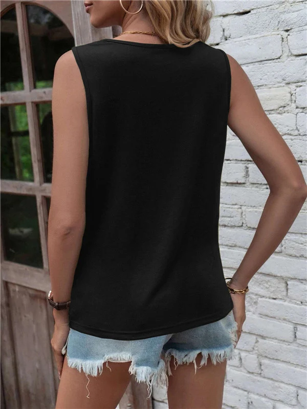 Title 4, Womens Summer Ripped Twisted Round Neck Vest