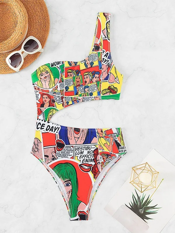 Title 3, Maiô feminino estampado de um ombro
