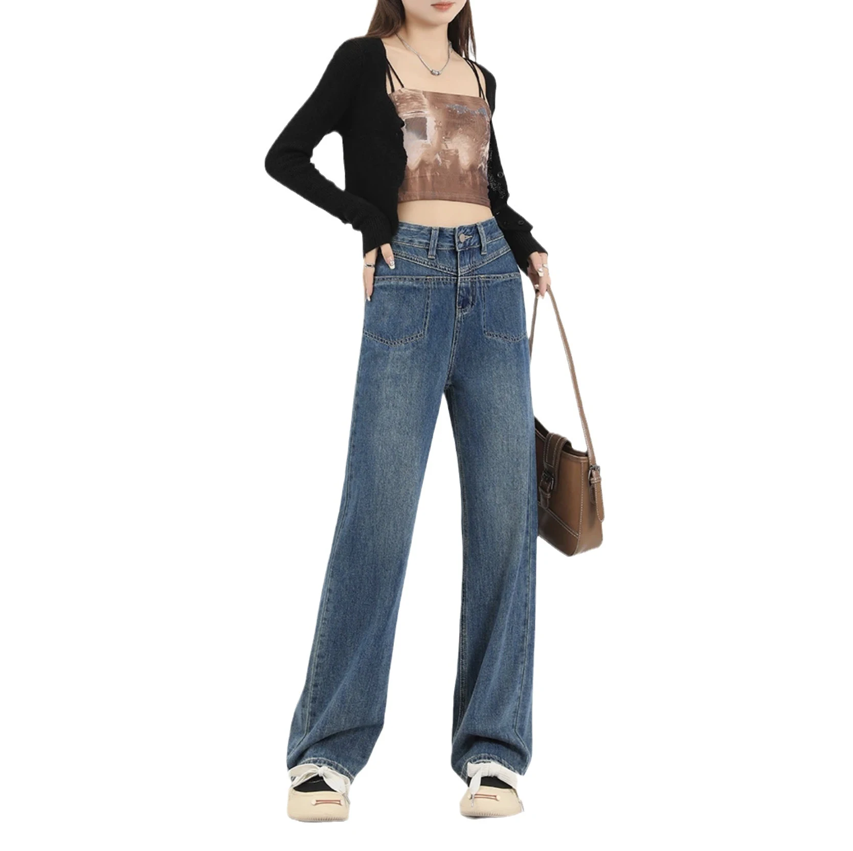 Calças jeans femininas soltas de cintura alta. Conforto e estilo em uma peça só. Perfeitas para um visual moderno e despojado, valorizando a silhueta. — foto 1