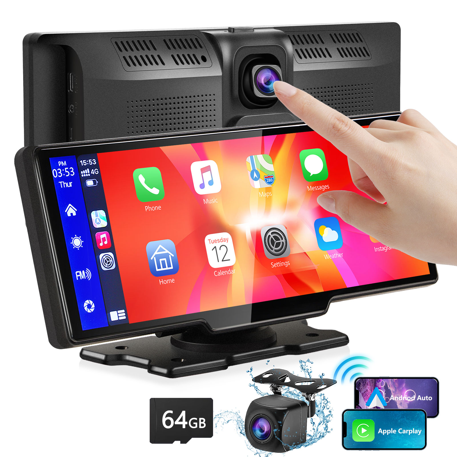 Title 2, Przenośny Bezprzewodowy CarPlay z Kamerą 2.5K, ...