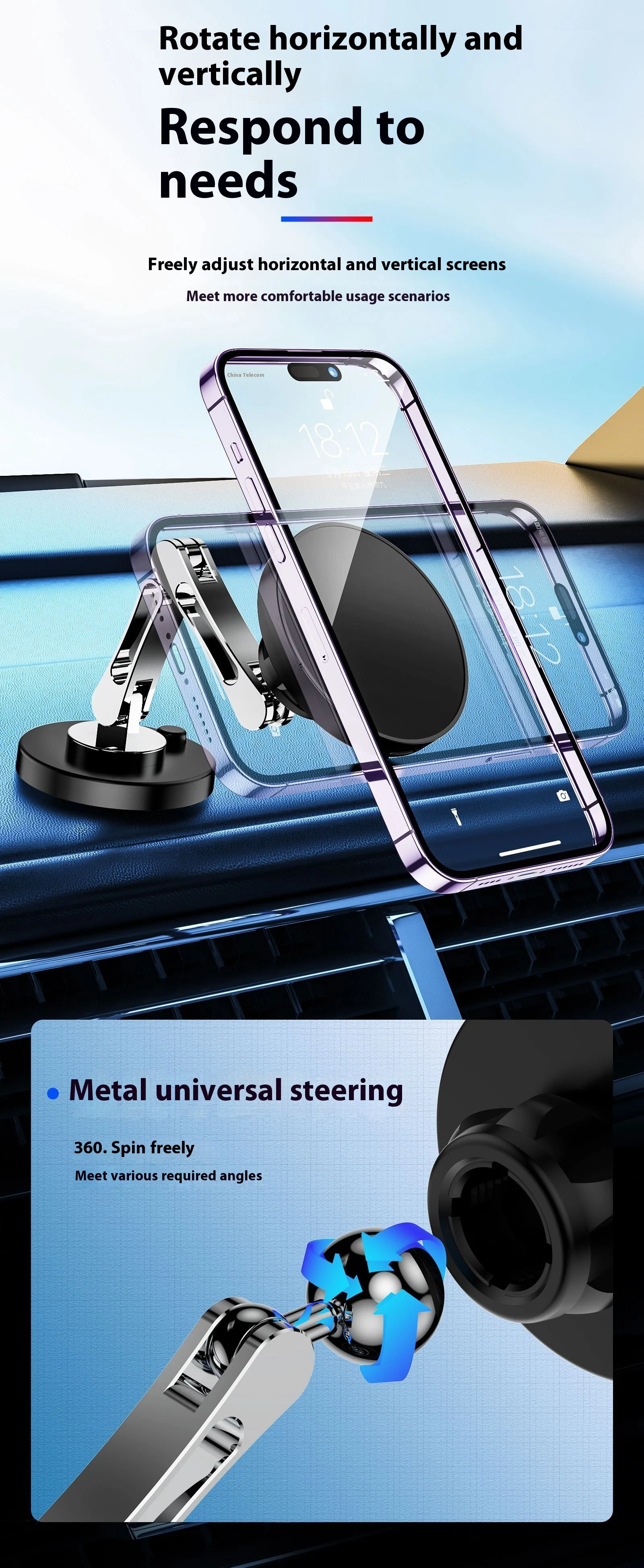 Title 7, Rotating Car Mount 360 Degrees 15W Magnetic Zin...