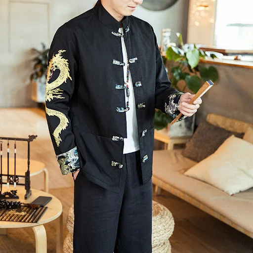 Title 4, Embroidered Retro Buckle Large Size Ordinary Ja...