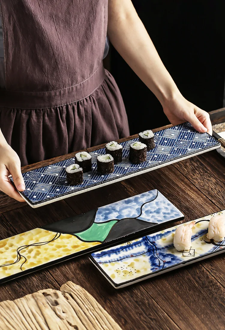 Title 4, Prato de jantar longo de cerâmica para sushi pi...