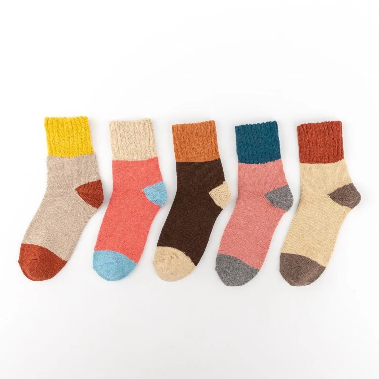Title 5, Four-Color Stitching Thick Warm Rabbit Wool Socks