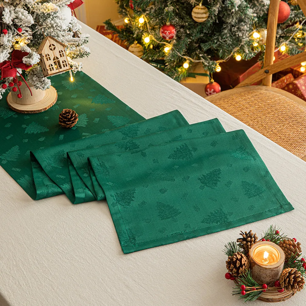 Title 3, Dark Jacquard Christmas Table Runner for Dining...