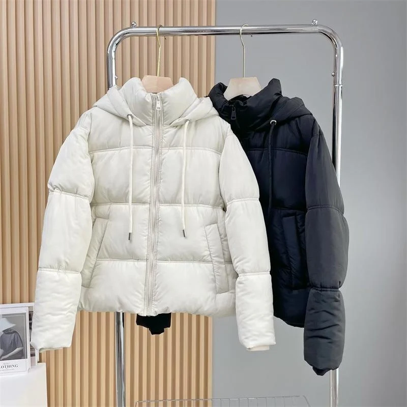 Autumn and Winter Simple Hooded Cotton-padded Solid Color Elastic Cuff Coat. Versatile "Bread" Coat, comfortable and war — photo 18