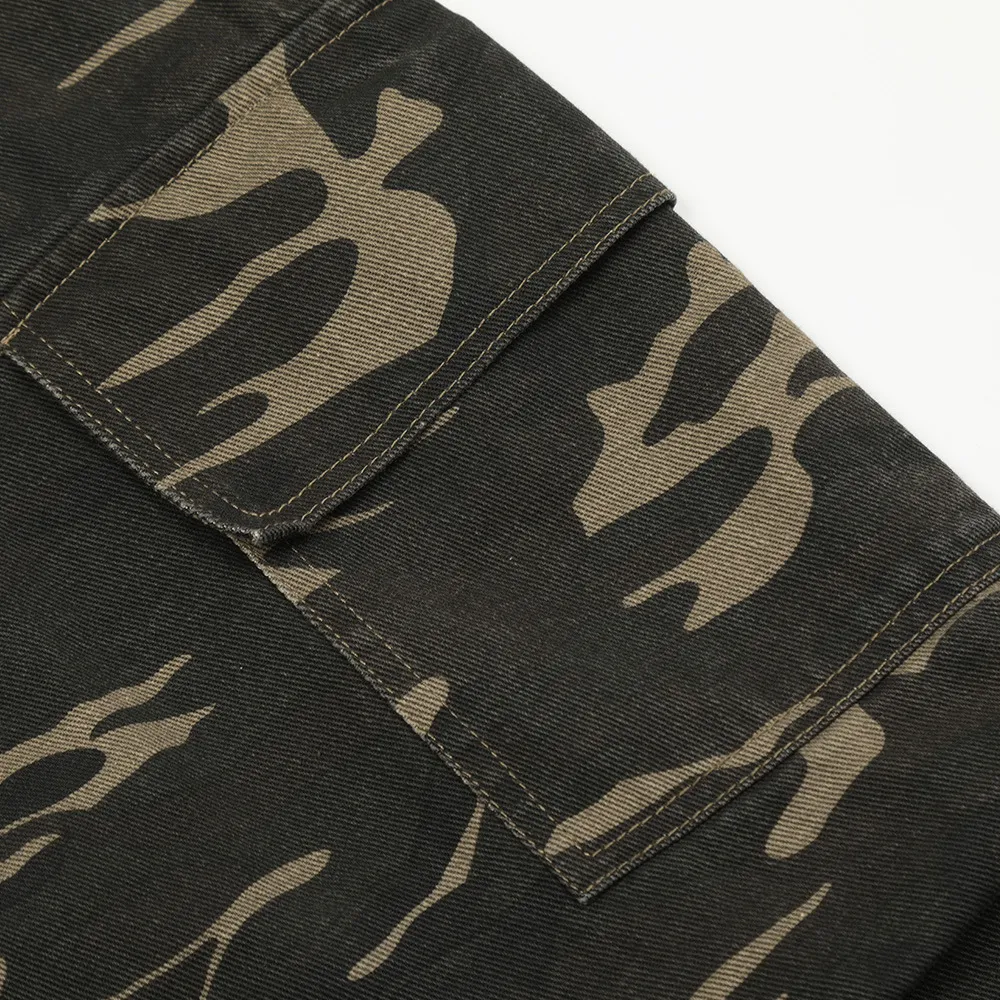 Heren Camouflage Gewassen Old Overalls Cropped Broek Comfortabele Zomerse Stijl Casual Pasvorm Ideaal voor Dagelijks Gebruik en Vrije Tijd — foto 4