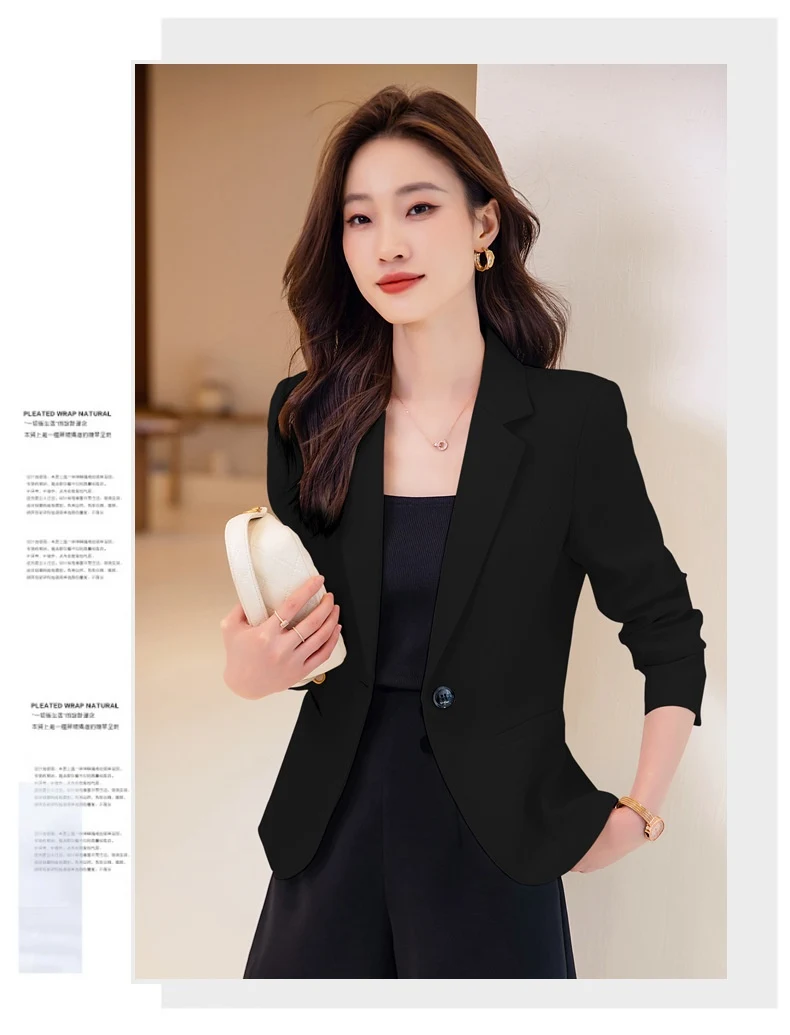 Blazer corto donna con spalline imbottite, top completo, perfetto per un look elegante e professionale, ideale per ogni occasione. — foto 14
