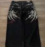 Hip Hop Embroidered Loose Jeans Men Comfortable Streetwear Pants Relaxed Fit Stylish and Trendy Design with Embroidered — photo 3