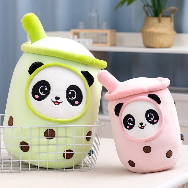Almofada de sofá de pelúcia xícara de chá com leite de desenho animado, expressão de panda, macia e fofa, ideal para abraçar e decorar. — foto 5