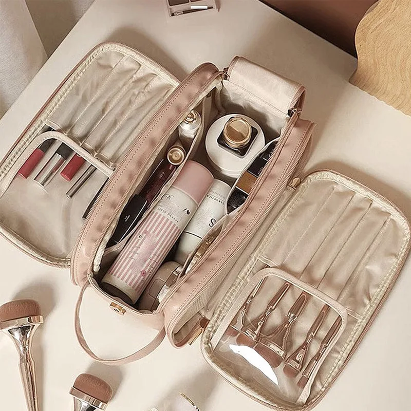 Maleta de cosméticos feminina, grande capacidade, perfeita para viagens. Organize sua maquiagem e produtos de beleza com estilo. — foto 14
