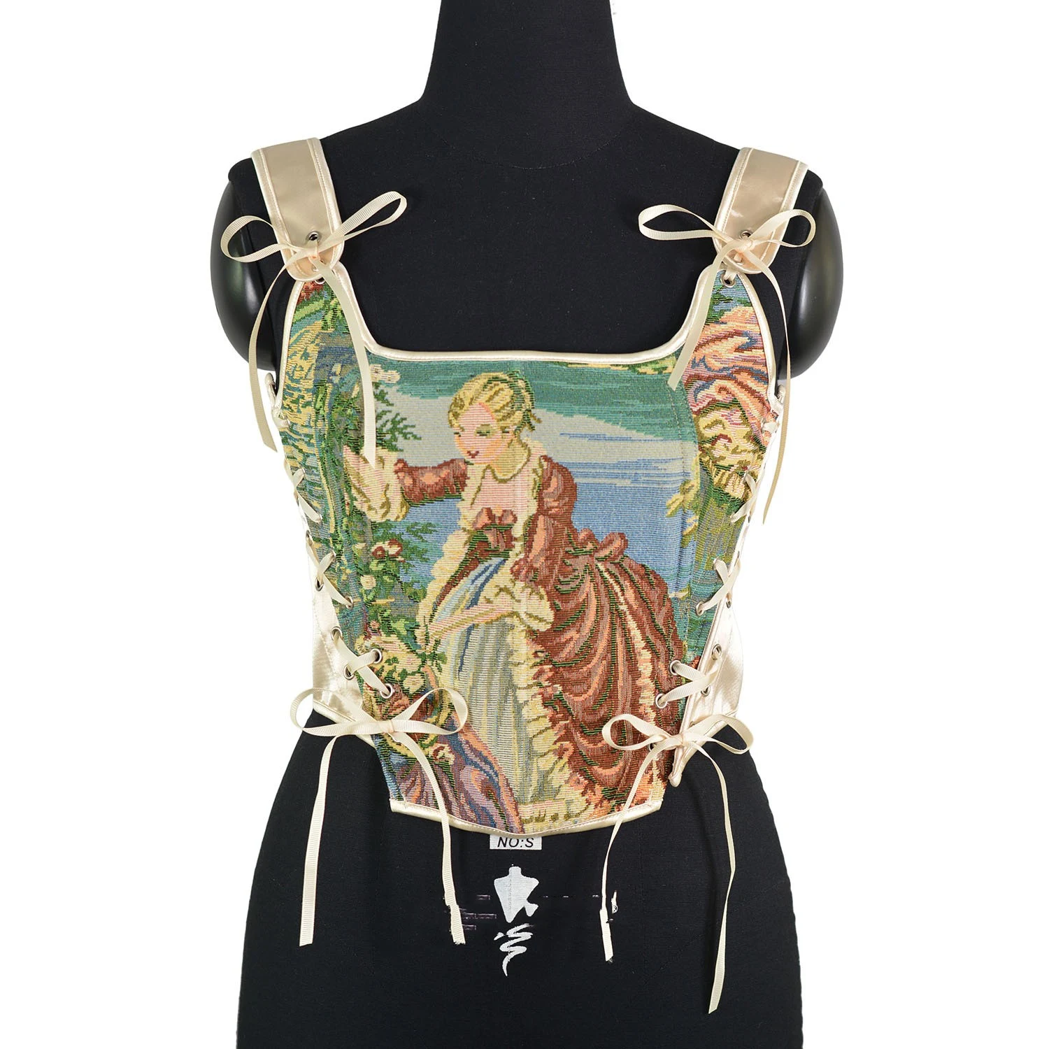 Title 2, Corset de espinha de peixe tecido com pintura a...