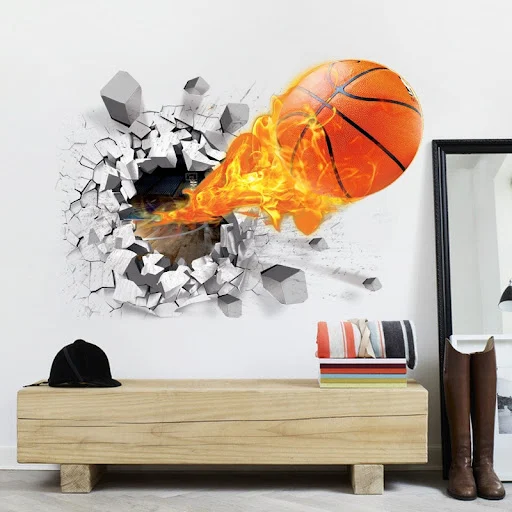 Title 1, 3D basketball flat wall sticker