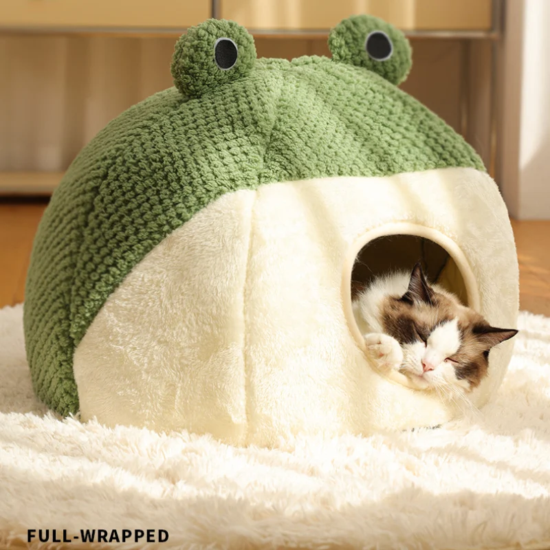 Title 6, Plush Warm Green Cat Dog Beds Nesting Basket Fr...