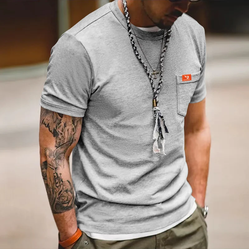 Title 30, Plus Size Solid Color T-shirt Men Trendy Casual...