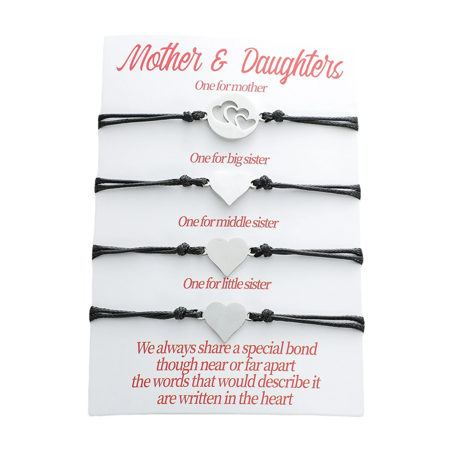 Title 5, Conjunto de 4 pulseiras de aço inoxidável com c...