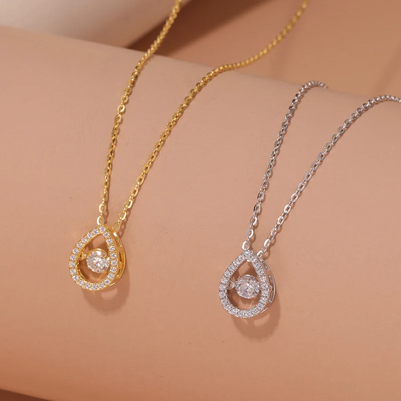 Collana donna goccia d'acqua in argento 925 Semplice ed elegante Gioiello femminile perfetto per ogni occasione Design raffinato e moderno Regalo ideale. — foto 2