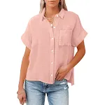 Camicie casual a maniche corte in lino di cotone nuove estive da donna — foto 6