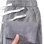New Li Gao trousers, Chinese style, pure linen, breathable, elastic waist, offering comfort and breathability for warmer — photo 6