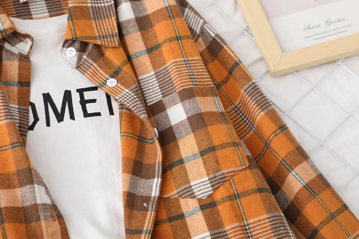 Title 16, Womens Casual Design Brushed Plaid Shirt