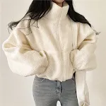 Opstaande kraag thermische faux lamsbontjas dames herfst en winter nieuwe losse temperament zip vest tops — foto 7