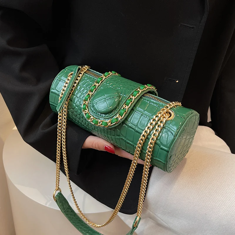 Bolsa Bucket de Couro Brilhante com Padrão de Pedra Moderno. Ideal para um visual trendy e elegante. Leve tudo o que precisa com estilo. — foto 9