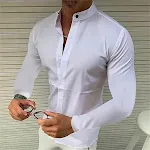 Camicia da uomo in pura seta imitazione colorata. Raffinata ed elegante, perfetta per un look sofisticato e confortevole in ogni occasione. — foto 5