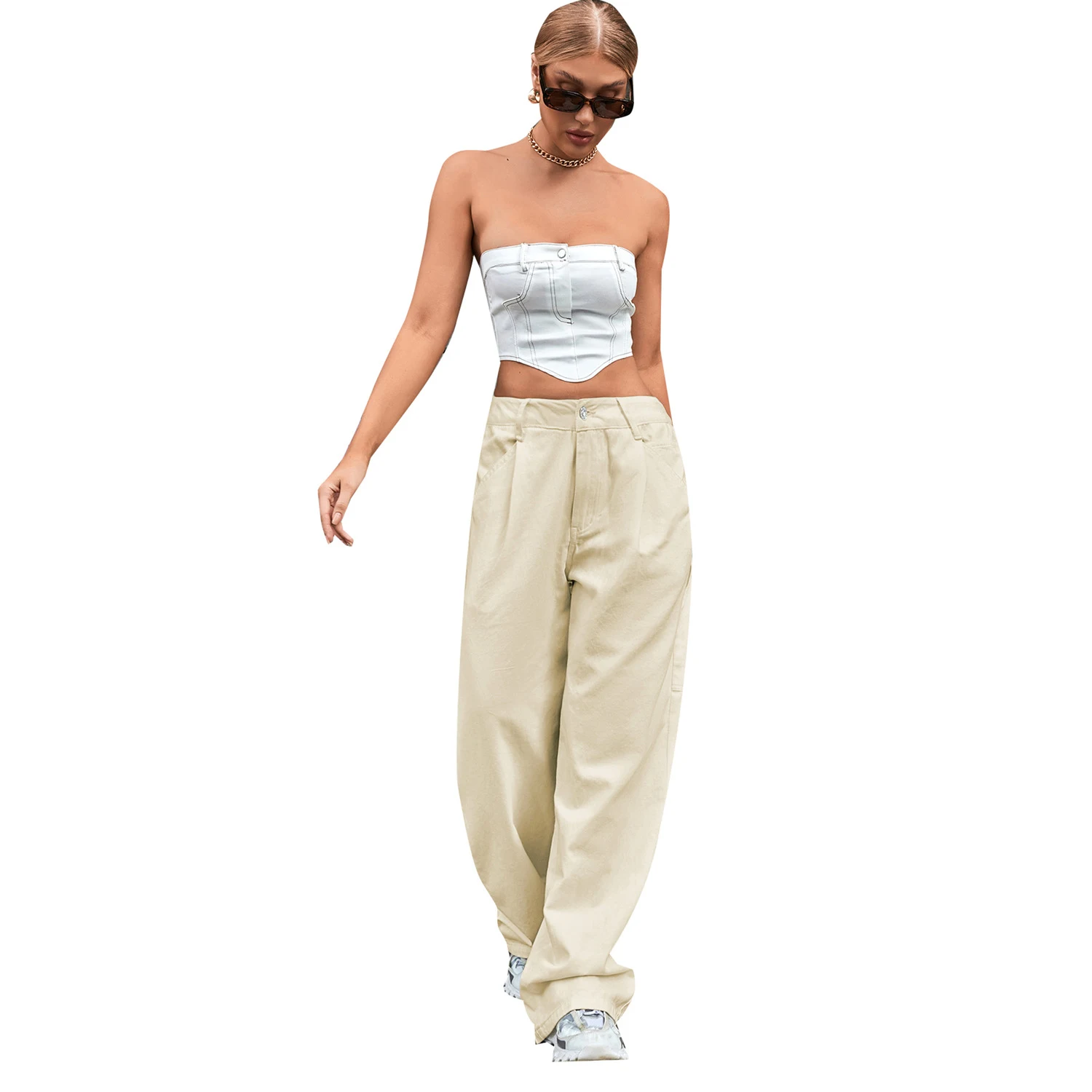 Damesmode Trendy High Waist Loose Denim Trousers - Losvallende jeans met hoge taille voor een comfortabele en modieuze look. — foto 1