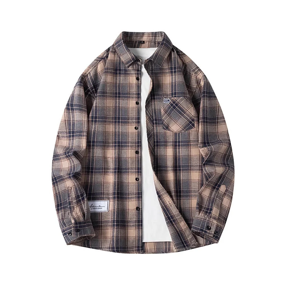 American Fashion Brand Men's Long Sleeve Plaid Shirt Comfortable Stylish Classic Design Perfect for Casual Wear Everyday — photo 17