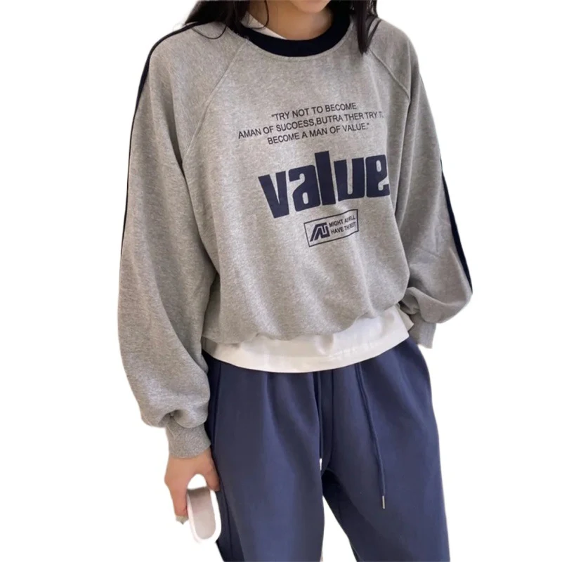 Damen Vintage Letter Print Sport Pullover Bequem und Stilvoll Ideal für Sport und Freizeit Trendiger Look mit Retro-Design Weiche Materialien und Passform — foto 2