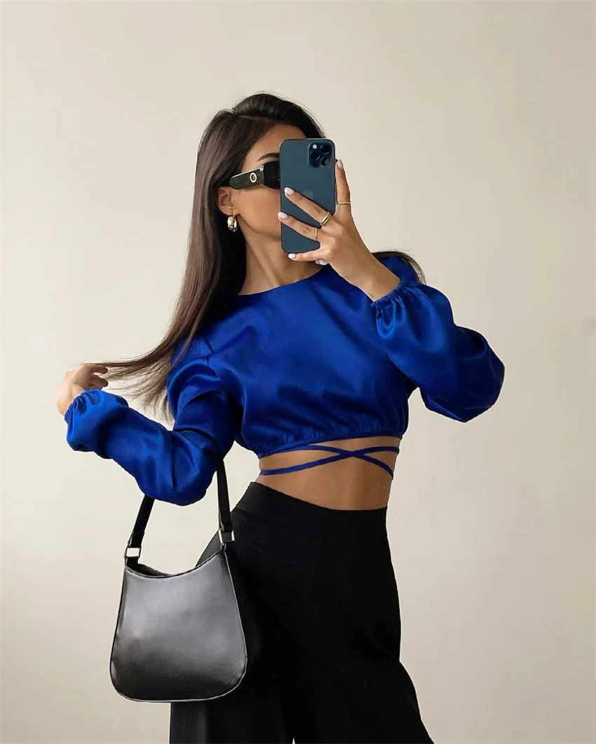 Title 3, New lace-up backless womens top, a sexy short ...