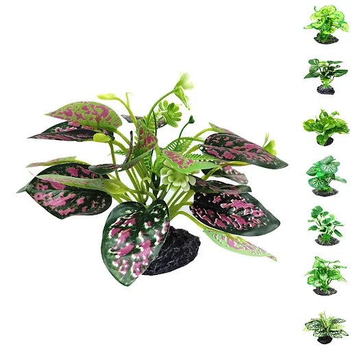 Reptile Plants Artificial Terrarium Plants Reptile Plastic Plants for Reptile Habitats with Base — photo 3