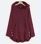 Kapuzenpullover, langärmelig, doppelseitiger Fleece, mittellanger Damenpullover — foto 5