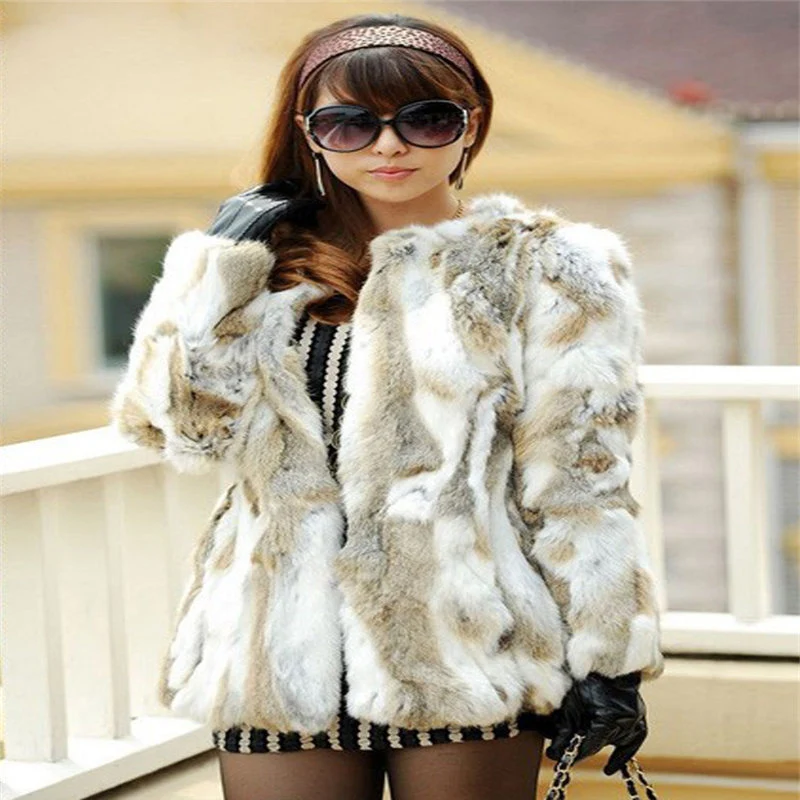 Title 3, Mid-length Grass Rabbit Fur and Leather Winter ...