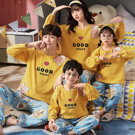 Family of Three or Four Long Sleeved Cotton Pajamas Set, comfortable and soft, perfect for cozy nights and family time. — photo 4