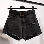 Onregelmatige denim shorts voor dames Comfortabele en stijlvolle zomerlook Perfecte pasvorm en moderne uitstraling Uniek en flatterend design Ideaal voor elke gelegenheid — foto 2