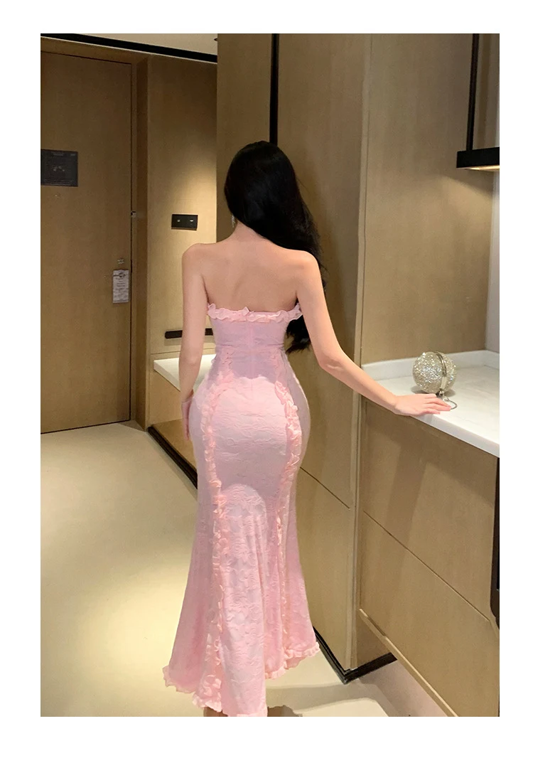 Title 8, Bow Lace Off-shoulder Tube Top Dress Elegant Pa...