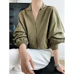 Retro Small Lapel Long-sleeved Women's Spring New Loose Silhouette Bat Sleeve Shirt — photo 1