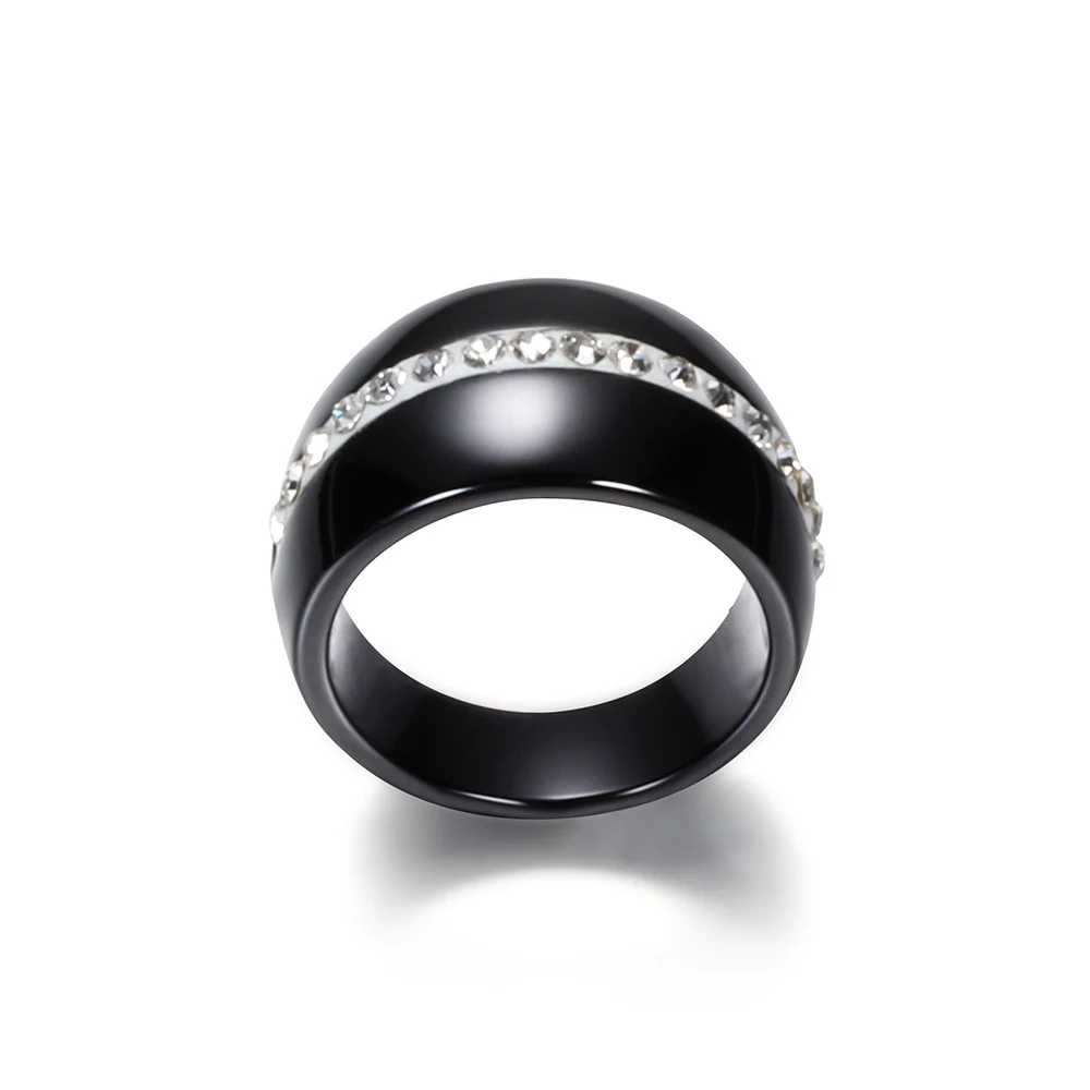 Anéis de casal cerâmicos com diamantes únicos, elegantes, para encaixe. Venda por atacado, perfeitos para casais. — foto 12