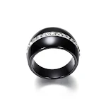 Anéis de casal cerâmicos com diamantes únicos, elegantes, para encaixe. Venda por atacado, perfeitos para casais. — foto 12