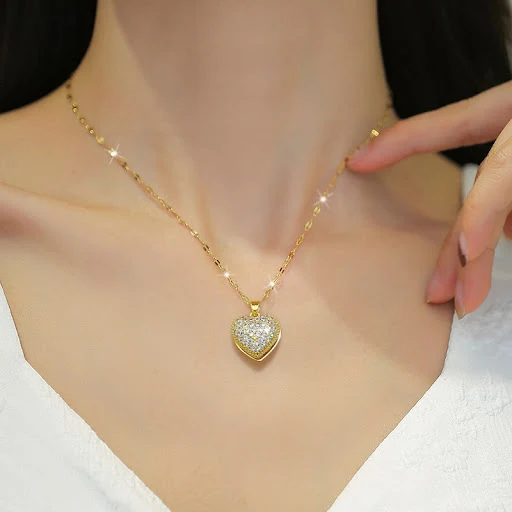 Title 2, Colar de zircônia Xiaohongshu New Loving Heart ...