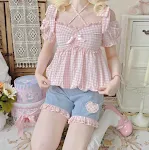 Original Design Of Sweet Plaid Summer Soft Girl Top — photo 2