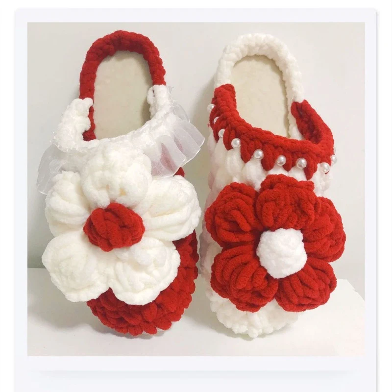 Title 6, Handmade Hook Shoes New Puff Pattern Woven Slip...