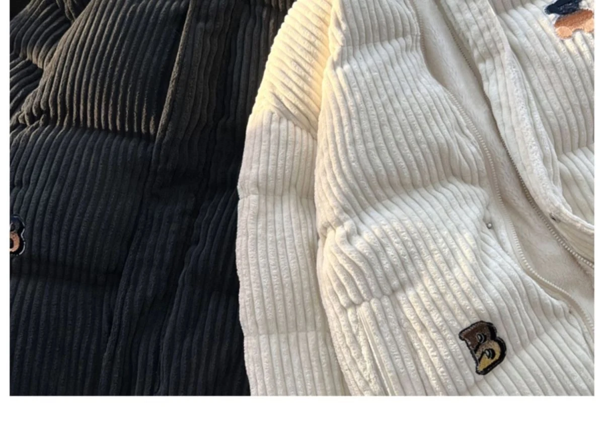 Title 7, Embroidered Corduroy Cotton-padded Coat for Men...